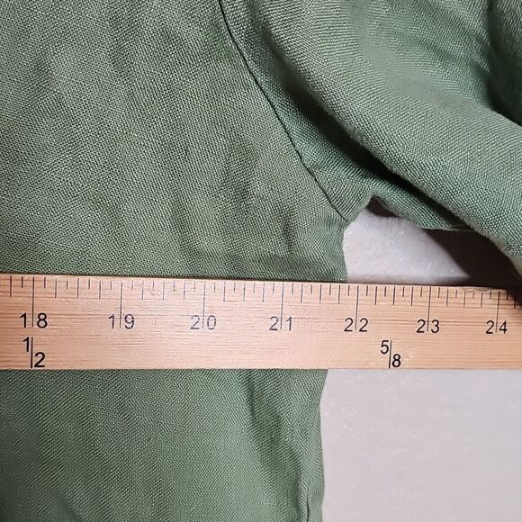 Soft Surroundings Large Linen Tunic Dress, Collar And 3/4 Sleeves Olive Green - Picture 8 of 8